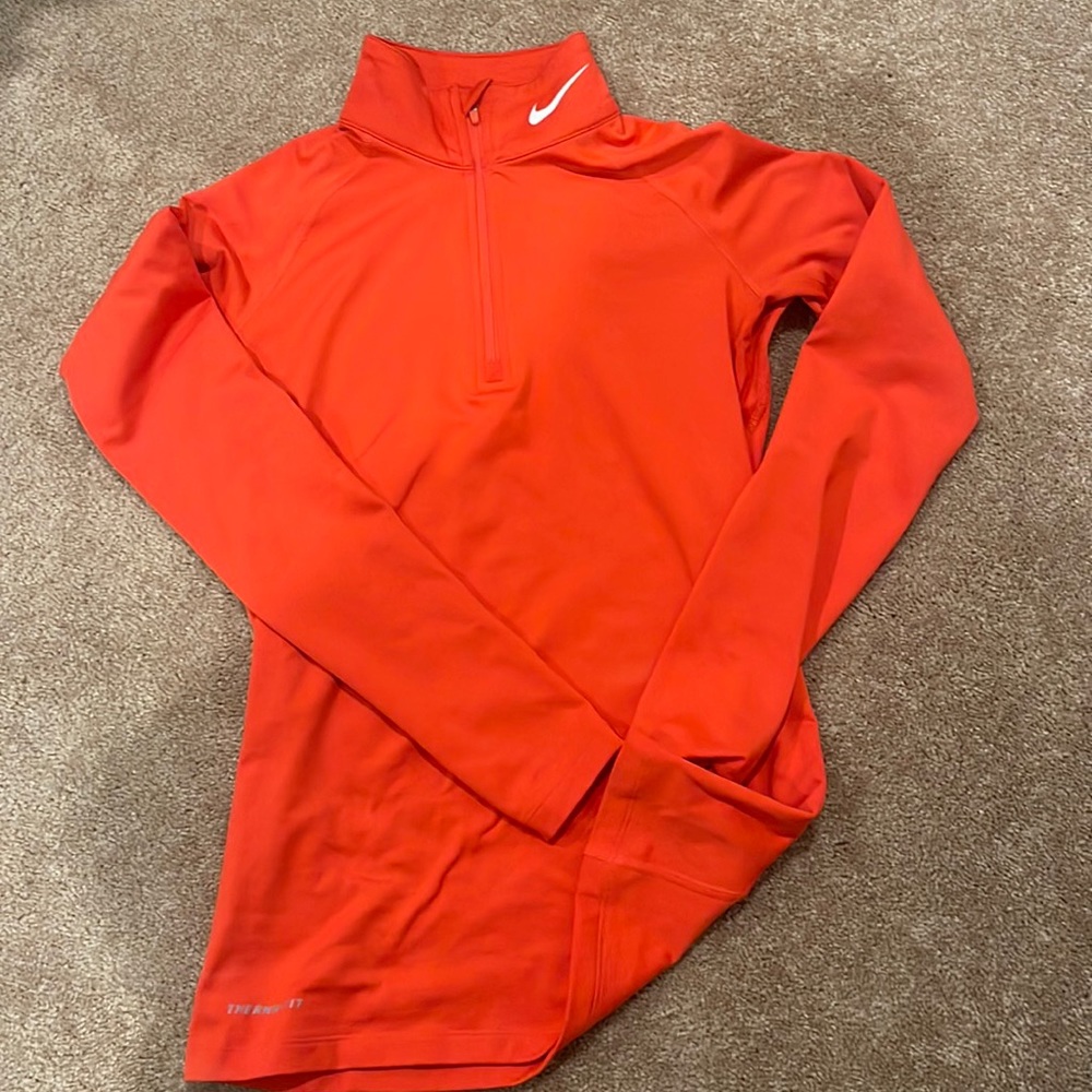 Bright, orange, Nike pro Therma Fit quarter zip